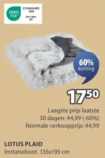 Jysk Lotus plaid aanbieding