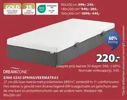 Jysk Dreamzone eima GS45 springveermatras aanbieding