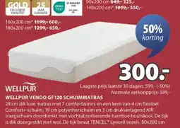 Jysk Wellpur vendo GF120 schuimmatras aanbieding