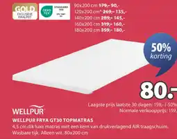 Jysk Wellpur frya GT30 topmatras aanbieding