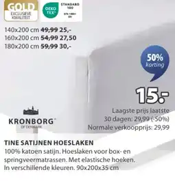 Jysk Tine satijnen hoeslaken aanbieding