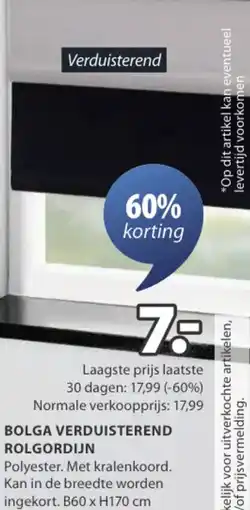 Jysk Bolga verduisterend rolgordijn aanbieding