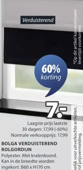 Jysk Bolga verduisterend rolgordijn aanbieding