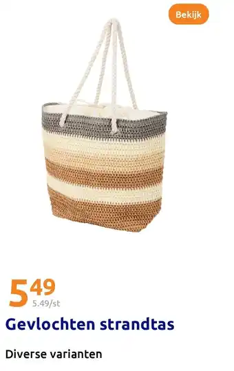 Action Gevlochten strandtas aanbieding