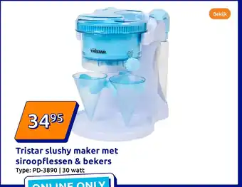Action Tristar slushy maker met siroopflessen & bekers aanbieding