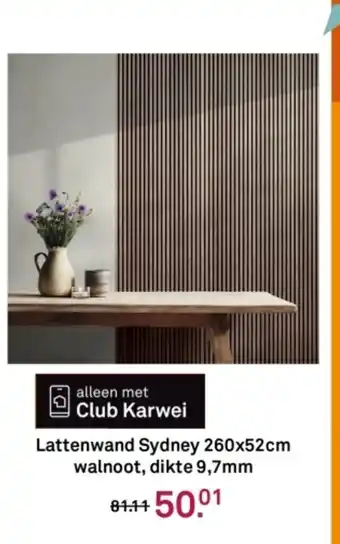 Karwei Lattenwand Sydney walnoot, dikte 9,7mm aanbieding