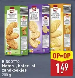 ALDI Biscotto noten, boter of zandkoekjes aanbieding