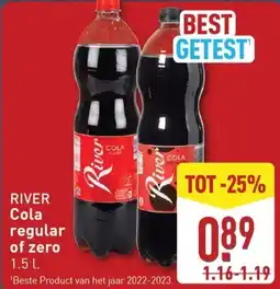 ALDI RIVER Cola regular of zero aanbieding