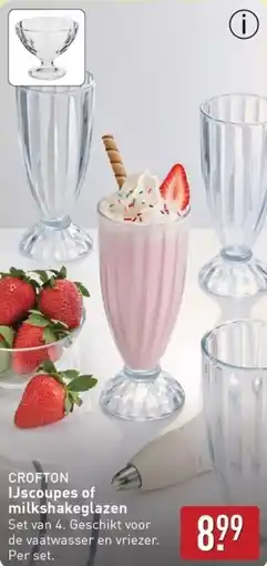 ALDI CROFTON IJscoupes of milkshakeglazen aanbieding