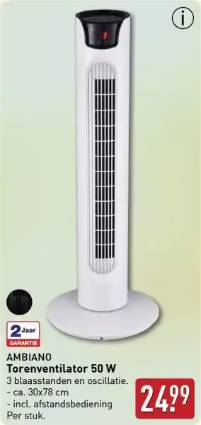 ALDI AMBIANO Torenventilator 50 W aanbieding