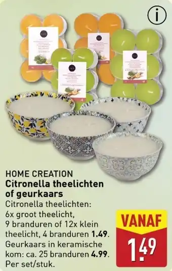 ALDI HOME CREATION Citronella theelichten of geurkaars aanbieding