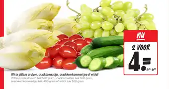 Jumbo Witte pitloze druiven, snacktomaatjes, snackkomkommertjes of witlof aanbieding