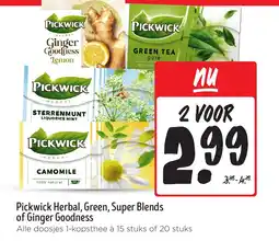 Jumbo Pickwick Herbal, Green, Super Blends of Ginger Goodness aanbieding