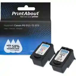 Bol.com PrintAbout - Inktcartridge / Alternatief voor de Canon PG-512 / Zwart + 3 Kleuren aanbieding
