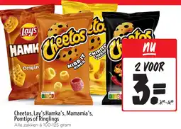 Jumbo Cheetos, Lay's Hamka's, Mamamia's, Pomtips of Ringlings aanbieding