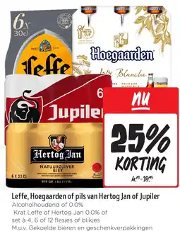 Jumbo Leffe, Hoegaarden of pils van Hertog Jan of Jupiler aanbieding