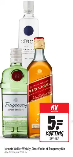 Jumbo Johnnie Walker Whisky, Ciroc Vodka of Tanqueray Gin aanbieding