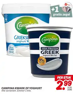Dekamarkt Campina kwark of yoghurt aanbieding