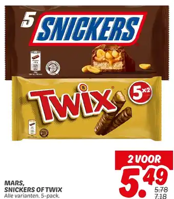Dekamarkt Mars, snickers of twix aanbieding