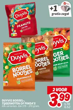 Dekamarkt Duyvis borrel, tijgernoten of pinda's aanbieding