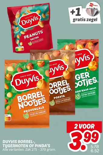 Dekamarkt Duyvis borrel, tijgernoten of pinda's aanbieding