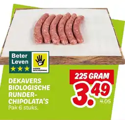 Dekamarkt Dekavers biologische runder chipolata's aanbieding