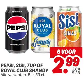 Dekamarkt Pepsi, sisi, 7up of royal club shandy aanbieding