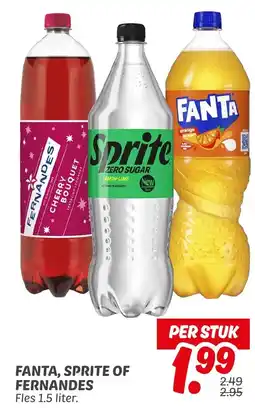 Dekamarkt Fanta, sprite of fernandes aanbieding