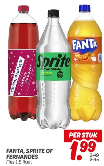 Dekamarkt Fanta, sprite of fernandes aanbieding