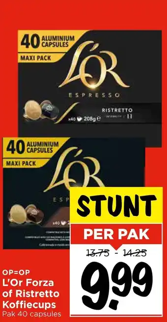 Vomar Voordeelmarkt L'Or Forza of Ristretto Koffiecups aanbieding