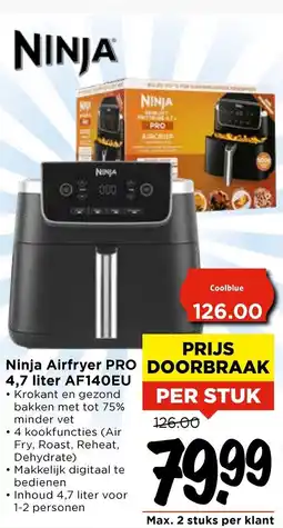 Vomar Voordeelmarkt Ninja airfryer pro 4,7 liter AF140EU aanbieding