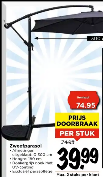 Vomar Voordeelmarkt Zweefparasol aanbieding