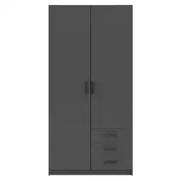 Leen Bakker Kledingkast Sprint 2-deurs - antracietkleur - 200x98,5x50 cm aanbieding
