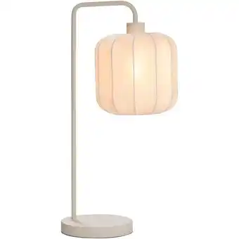 Leen Bakker Tafellamp Fenne - beige stof/metaal - E27 - 58x23x20 cm aanbieding