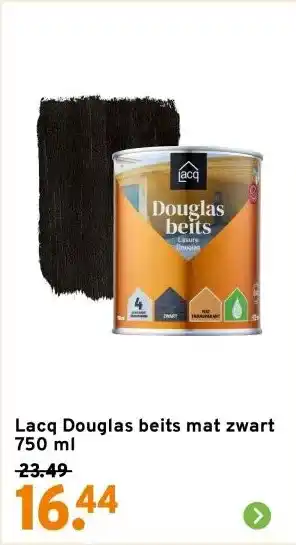 GAMMA Lacq Douglas beits mat zwart 750 ml aanbieding