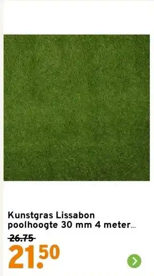 GAMMA Kunstgras Lissabon poolhoogte 30 mm 4 meter breed - per cm te bestellen aanbieding