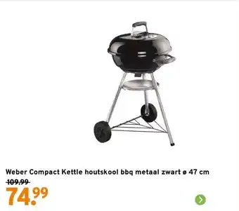 GAMMA Weber Compact Kettle houtskool bbq metaal zwart ø 47 cm aanbieding