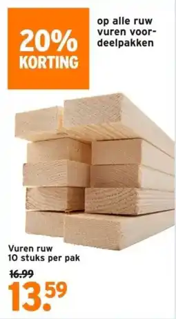 GAMMA Vuren ruw 10 stuks aanbieding