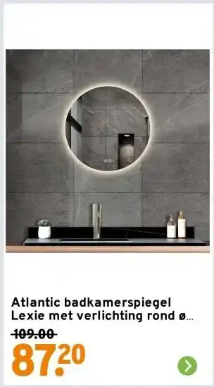 GAMMA Atlantic badkamerspiegel Lexie met verlichting rond chroom aanbieding