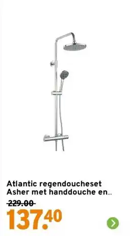 GAMMA Atlantic regendoucheset Asher met handdouche en thermostaatkraan 3 standen chroom aanbieding