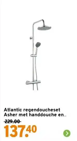 GAMMA Atlantic regendoucheset Asher met handdouche en thermostaatkraan 3 standen chroom aanbieding