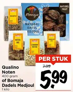 Vomar Voordeelmarkt Qualino Noten of Bomaja Dadels Medjoul aanbieding