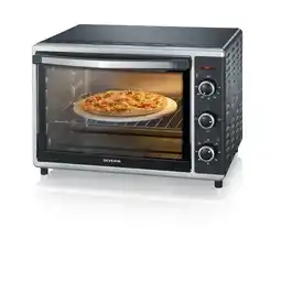 Amazon Severin To 2058 Bak-Toastoven, met Convectiefunctie, 1800 W, Incl. Pizzasteen, Zilver/Zwart aanbieding