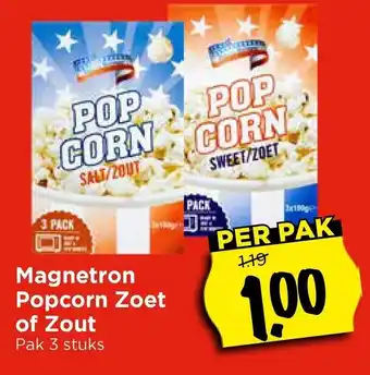 Vomar Voordeelmarkt Magnetron Popcorn Zoet of Zout aanbieding