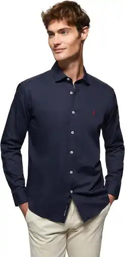 Amazon Polo Club Hemd Popelin Slim Fit Heren met Logo - 100% Katoen - Shirt for Men Coton aanbieding