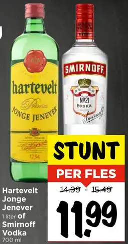 Vomar Voordeelmarkt Hartevelt Jonge Jenever of Smirnoff Vodka aanbieding