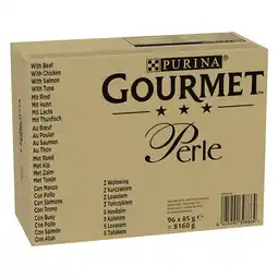 Zooplus 96 x 85 g Rundvlees, Kip, Zalm, Tonijn in Saus Gourmet Perle Kattenvoer aanbieding