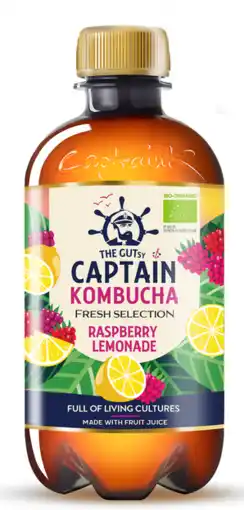 De Online Drogist The GUTsy Captain Kombucha Raspberry Lemonade 400ML aanbieding