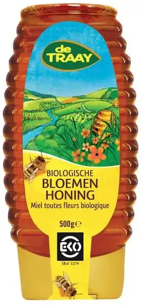 De Online Drogist De Traay Bloemenhoning Biologisch Knijpfles 500GR aanbieding