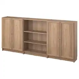 IKEA Billy / oxberg Boekenkast combinatie met deuren, eikenpatroon, 240x30x106 cm aanbieding